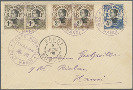 Br Französisch-Indochina: 1908. Envelope Addressed To Hanoi Bearing SG 51, 1c Sepia (pair), SG 52, 2c Brown (pair) And S - Lettres & Documents