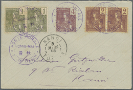 Br Französisch-Indochina: 1908. Envelope Addressed To Hanoi Bearing SG 30, 1c Olive (pair), SG 31, 2c Claret (pair) And - Lettres & Documents