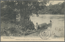 Br Französisch-Indochina: 1908. Picture Post Card 'French Explorer On The Mekong' Addressed To France Cancelled By Khong - Lettres & Documents