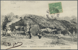 Br Französisch-Indochina: 1908. Picture Post Card Of 'Cambodian Village' Addressed To France Bearing Indo-China SG 33, 5 - Covers & Documents