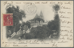 Br Französisch-Indochina: 1909. Picture Post Card Of 'Le Phnom, Phnom Penh' Addressed To France Bearing Indo-China SG 34 - Covers & Documents