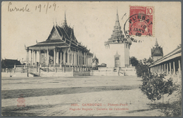 Br Französisch-Indochina: 1909. Picture Post Card Of 'The Pagoda Royal, Phnom-Penh' Addressed To France Bearing French L - Covers & Documents