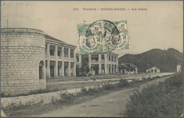 Br Französisch-Indochina: 1909. Picture Post Card Of 'La Gare, Dong Dang' Addressed To France Bearing Indo-China SG 54, - Covers & Documents