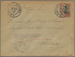 GA Französisch-Indochina: 1912. Indo-China Postal Stationery Envelope 10c Red Cancelled By 'Poste Rurale/Province De Nam - Covers & Documents