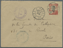 GA Französisch-Indochina: 1913. Postal Stationery Envelope 10c Red Addressed To Paris Cancelled By 'Poste Rurale/Thanh-S - Lettres & Documents