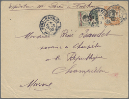 GA Französisch-Indochina: 1923. French Indo-China Postal Stationery Envelope (vertical Fold) 4c Orange Upgraded With Kou - Lettres & Documents