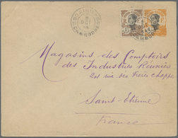 GA Französisch-Indochina: 1924. Postal Stationery Envelope 4c Orange Upgraded With Indo-China SG 119, 1c Brown Tied By S - Lettres & Documents