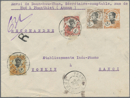 GA Französisch-Indochina: 1926. Registered Postal Stationery Envelope 4c Orange Upgraded With Lndo-Chine SG 119, 1c Brow - Lettres & Documents