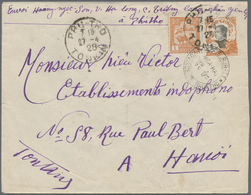 GA Französisch-Indochina: 1929. Postal Stationery Envelope 4c Orange Upgraded With Indo-China SG 140, 1c Orange Tied By - Lettres & Documents