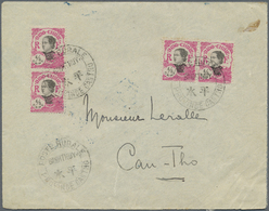 Br Französisch-Indochina: 1931, 1 C. (corner Margin Block-5) Tied Two Strikes Blue Triangular "TAXE MINIMUM" On Rverse O - Lettres & Documents