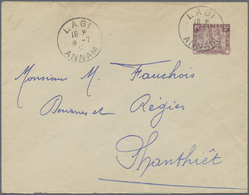 GA Französisch-Indochina: 1932. Postal Stationery Envelope 5c Violet Cancelled By Lagi/Annam Date Stamp Addressed To Pha - Lettres & Documents