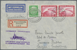 Br Französisch-Indochina: Incoming Mail: 1933, German Registered Zeppelin Cover "8th. South America" From "FRIECHSHAFEN - Lettres & Documents