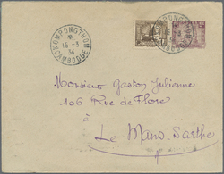 GA Französisch-Indochina: 1934. Indo-China Postal Stationery Envelope 5c Violet Upgraded With Lndo-China Yvert 155, 1c S - Covers & Documents