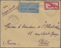 Br Französisch-Indochina: 1934. Air Mail Envelope Addressed To France Bearing Indo-China SG 206, 36c Carmine Tied By Kom - Lettres & Documents
