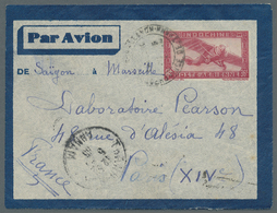 GA Französisch-Indochina: 1935. Air Mail. Indo-China Postal Stationery Envelope 36c Red Cancelled By 'Poste Rurale/Provi - Covers & Documents