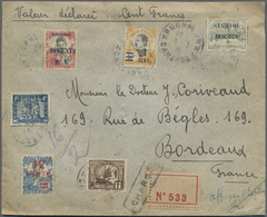 Br Französisch-Indochina: 1936. Registered And Charged Envelope Addressed To France Bearing Funnan-Sen SG 61, 20c On 50c - Lettres & Documents