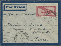 GA Französisch-Indochina: 1936. Indo-China Postal Stationery Air Mail Envelope 36c Red Cancelled By Xieng-Khouang/Laos D - Lettres & Documents