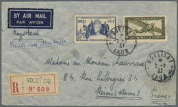 Br Französisch-Indochina: 1937. Registered Air Mail Envelope Bearing Indo-China SG 210, 66c Olive And SG 246, 15c Blue T - Covers & Documents