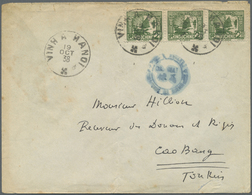 Br Französisch-Indochina: 1938. Envelope (vertical Fold, Toned) Addressed To Tonkin Bearing Indo-China SG 169, 2c Green - Covers & Documents