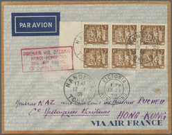 Br Französisch-Indochina: 1938. Air Mail Envelope Addressed To Hong Kong Bearing Indo-China SG 170, 3c Brown (block Of S - Lettres & Documents