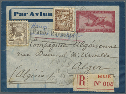 GA Französisch-Indochina: 1939/1940, Two Airmail Envelopes 36c. Airplane Both Uprated Incl. One With 1c. + 3c. Stamps On - Lettres & Documents