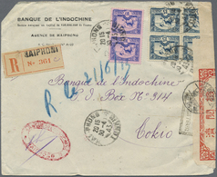 Br Französisch-Indochina: 1943. Registered Envelope (cornerfault) Addressed To The 'Bank Of Lndo-China, Tokio' Bearing F - Covers & Documents