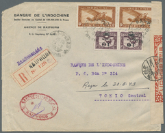 Br Französisch-Indochina: 1943. Registered Envelope (upper Left Corner Missing) Addressed To The 'Bank Of Indo-China, To - Covers & Documents