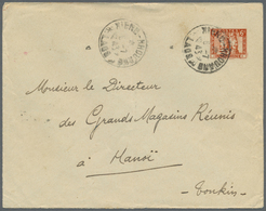 GA Französisch-Indochina: 1943. Lndo-China Postal Stationery Envelope 6c Orange (vertical Fold) Cancelled By Xieng-Khoua - Lettres & Documents
