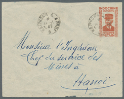 GA Französisch-Indochina: 1943. "Marshall Petain" Postal Stationery Envelope 6c Red (small Faults) Addressed To Hanoi Ca - Lettres & Documents
