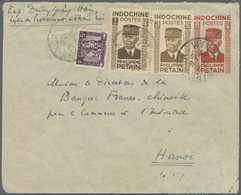 GA Französisch-Indochina: 1944. Philippe Petain Postal Stationery Envelope (small Faults) Upgraded With Yvert 159, 5c Li - Covers & Documents