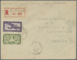 Br Französisch-Indochina: 1950. Registered Air Mail Envelope Bearing Indo-China SG 195, $1 Green And SG 215, $5 Violet T - Lettres & Documents