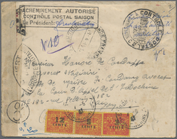 Br Französisch-Indochina - Portomarken: 1941. Stampless Envelope Written From Pondichery, French India Addressed To Saig - Segnatasse