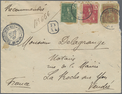 Br Französisch-Indochina - Postämter In Südchina: 1907. Registered Envelope (faults) Addressed To France Bearing French - Autres & Non Classés