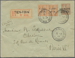 GA Französisch-Indochina - Postämter In Südchina: 1919. Registered Postal Stationery French Chine 15c Red Surcharged 'Ta - Altri & Non Classificati