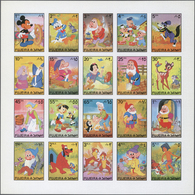 ** Fudschaira / Fujeira: 1972, Walt Disney, 1dh. To 5r., Imperforate Issue, Complete Se-tenant Sheet Of 24 Stamps, Unfol - Fujeira