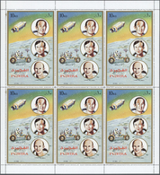 ** Fudschaira / Fujeira: 1972, 10r. Apollo 16, Perforated Issue, Complete Sheet Of Six Stamps, Unfolded, Unmounted Mint. - Fujeira