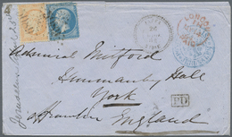 Br Holyland: 1864, Grand Chiffre "5089" On 20c. Blue (corner Faults) And 40c. Orange On Cover With "JAFFA SYRIE 26/AVR/6 - Palestine