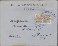 Br/ Holyland: 1900 (ca.). Cover Front (tear) Headed 'E.L. Mondon, General Storekeeper/Jaffa' Addressed To Austria Bearin - Palestina