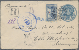 GA Holyland: 1915, Turkey Office, Postal Stationery Envelope 1 Pia. With Additional Franking 1 Pia. Blue As Registered C - Palestina