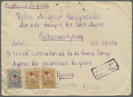 Br Holyland: 1918, WW I - POW IN HAIFFA : Cover Bearing Pair 5pa. + 1pia. Tied By Bilingual "Caiffa" Cds. Sent To Sud-Af - Palestine