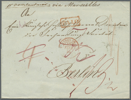 Br Hongkong: 1847, "HONG-KONG 23 DE 1847" On Reverse Of Folded Envelope With Red Boxed "PAID" Endorsed "pr. Overland Mai - Altri & Non Classificati