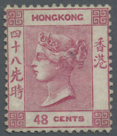 (*) Hongkong: 1863, 48 C. Rosa, Farbfrisches, Ungebrauchtes Exemplar Ohne Gummi , Geprüft Scheller. ÷ 1863, 48. C. Pink, - Other & Unclassified