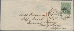 Br Hongkong: 1864. Envelope Addressed To Queen's Road, Hong Kong Bearing Great Britain SG 90, 1s Green Tied By London Du - Autres & Non Classés