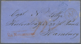 Br Hongkong: 1865, Blue Anglofrench Accounting Mark "B 1F 22 4/10 C." W. Blue "HONG KONG C JY 12 65" On Reverse Fn Small - Altri & Non Classificati