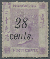 * Hongkong: 1876, 28 C. On 30 C. Mauve, Fresh Colour, Unused, Slight Crease, Otherwise Fine, Signed Scheller 1876, 28 C. - Altri & Non Classificati