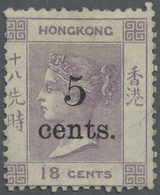 * Hongkong: 1876, 5 C. On 18 C., Lilac, Unused With Part Original Gum, Minor Perforation Fault At Top And Soiled, Signed - Other & Unclassified