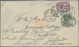Br Hongkong: 1890. Envelope Addressed To Cambridge Bearing Hong Kong SG 37a, 10c Green Tied By B/62 Obliterator With Adj - Other & Unclassified
