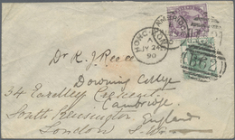 Br Hongkong: 1890. Envelope Addressed To Cambridge Bearing Hong Kong SG 37a, 10c Green Tied By B/62 Obliterator With Adj - Altri & Non Classificati