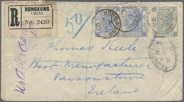 Br Hongkong: 1900. Registered Envelope Addressed To Ireland Bearing SG 34, 4c Grey And SG 35, Sc Pale Blue (pair) Tied B - Autres & Non Classés