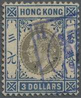 O Hongkong: 1903, KEVII $3 Slate And Dull Blue With Wmk. Crown CA And PRIVATE PERFIN 'H&S/B.C' Used With Boxed Blue Comp - Other & Unclassified